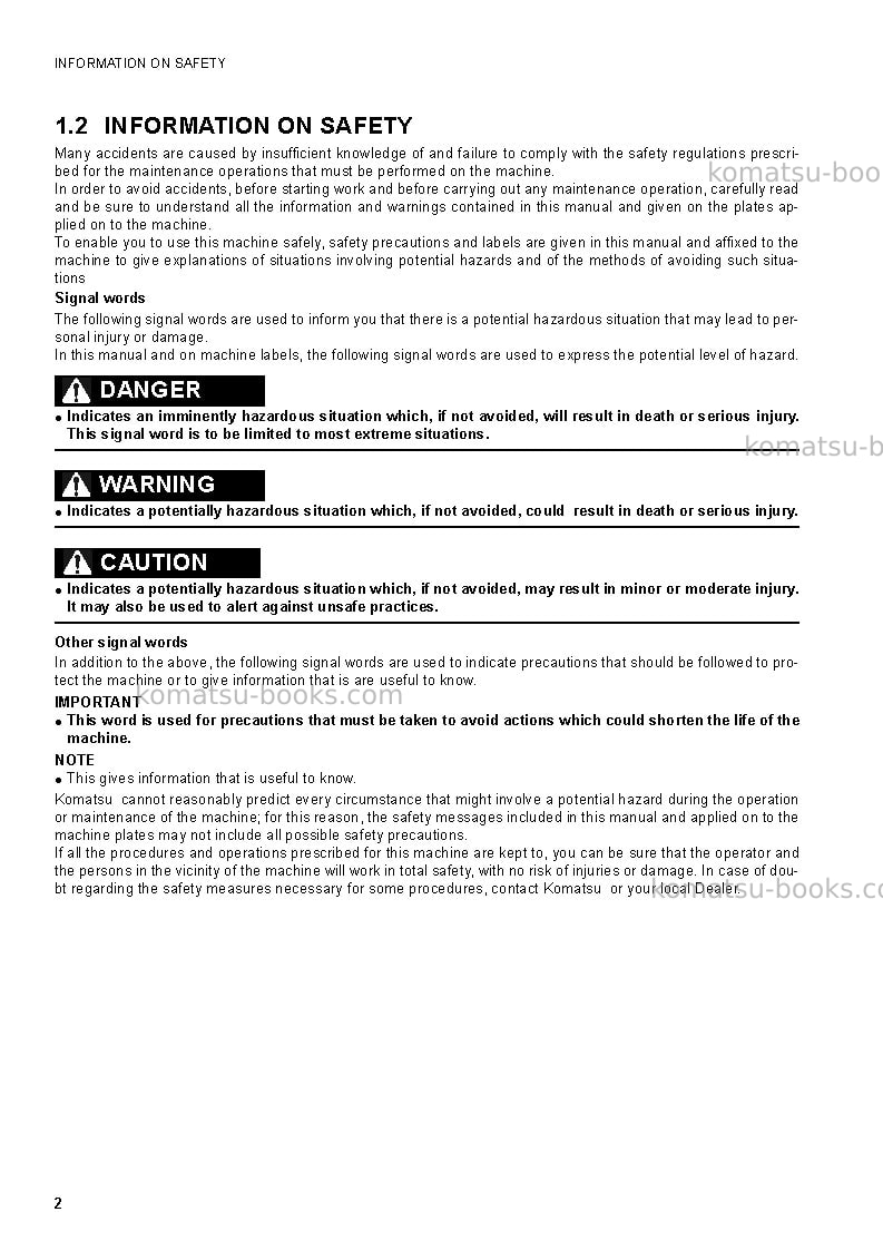 Komatsu sk1026-5ita Operation manual cover Page 4 Komatsu sk1026-5ita Operation manual cover Page 4