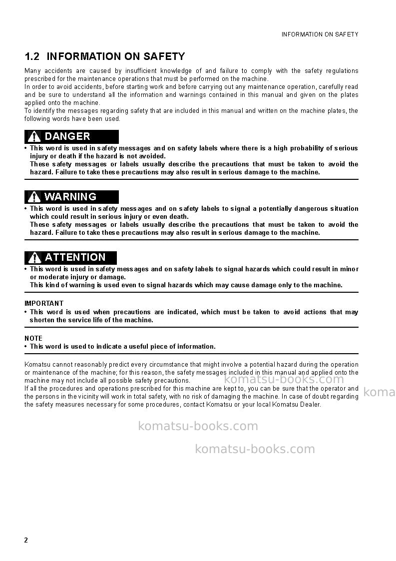 Komatsu wh716-1ita Operation manual cover Page 4 Komatsu wh716-1ita Operation manual cover Page 4
