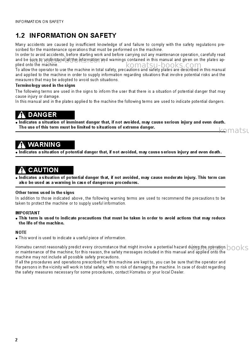 Komatsu wb93r-5ita Operation manual cover Page 4
