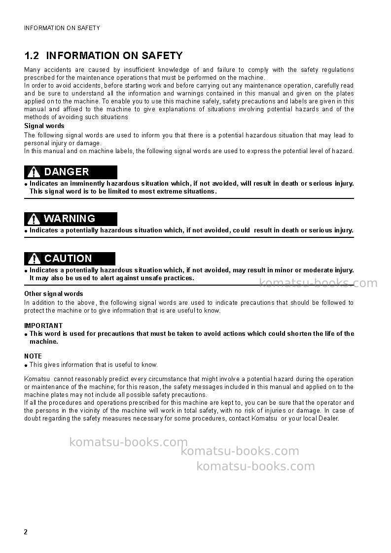 Komatsu ck20-1ita Operation manual cover Page 4 Komatsu ck20-1ita Operation manual cover Page 4