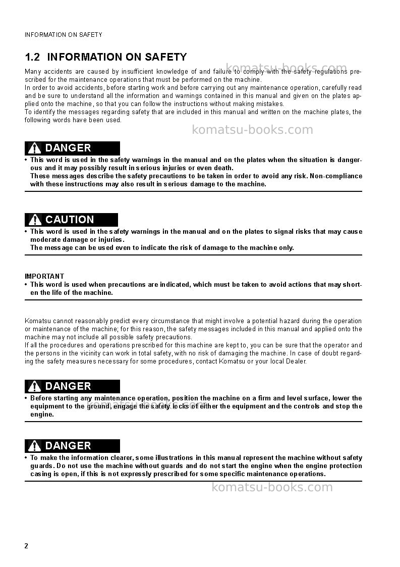 Komatsu pc50mr-2ita Operation manual cover Page 4 Komatsu pc50mr-2ita Operation manual cover Page 4