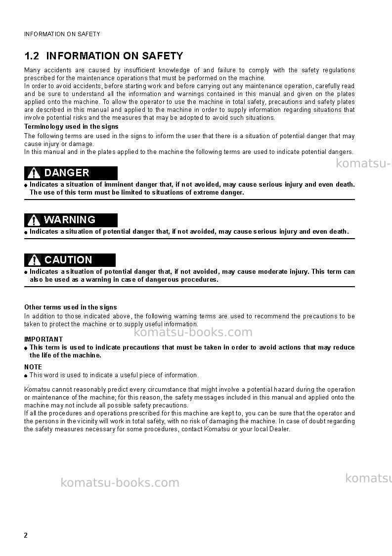 Komatsu wb97r-5ita Operation manual cover Page 4 Komatsu wb97r-5ita Operation manual cover Page 4