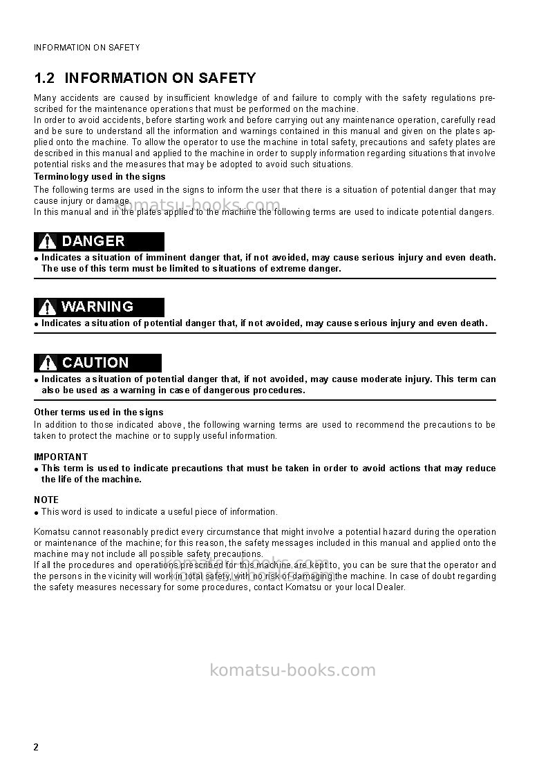 Komatsu wb93s-5ita Operation manual cover Page 4 Komatsu wb93s-5ita Operation manual cover Page 4