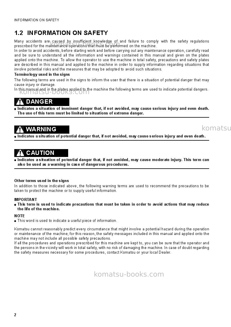 Komatsu wb97s-5ita Operation manual cover Page 4