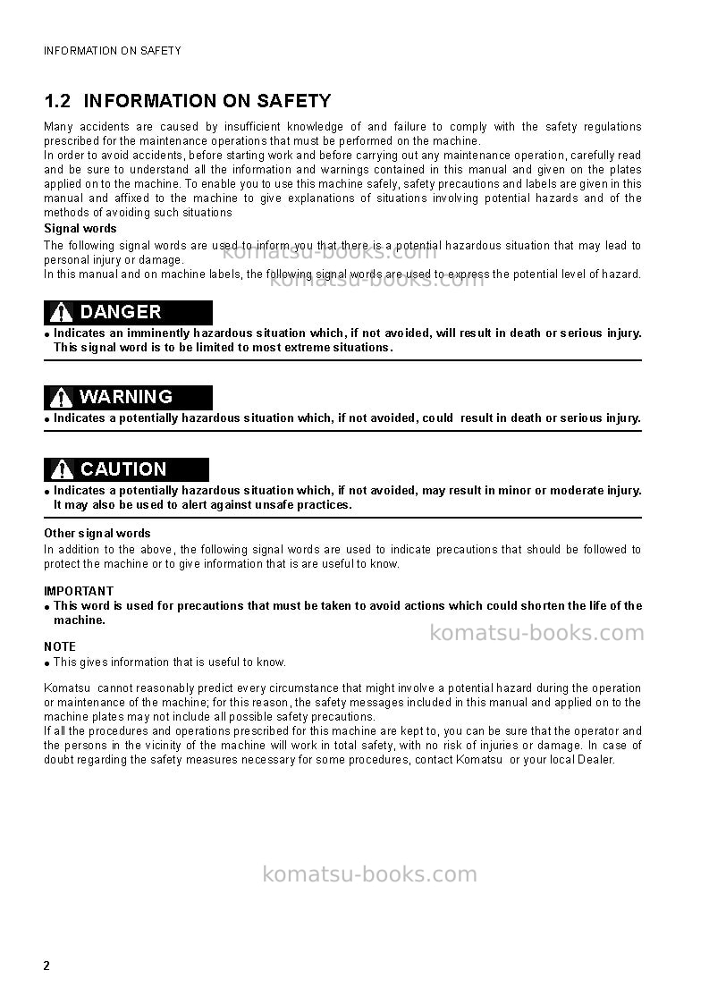 Komatsu ck25-1ita Operation manual cover Page 4 Komatsu ck25-1ita Operation manual cover Page 4
