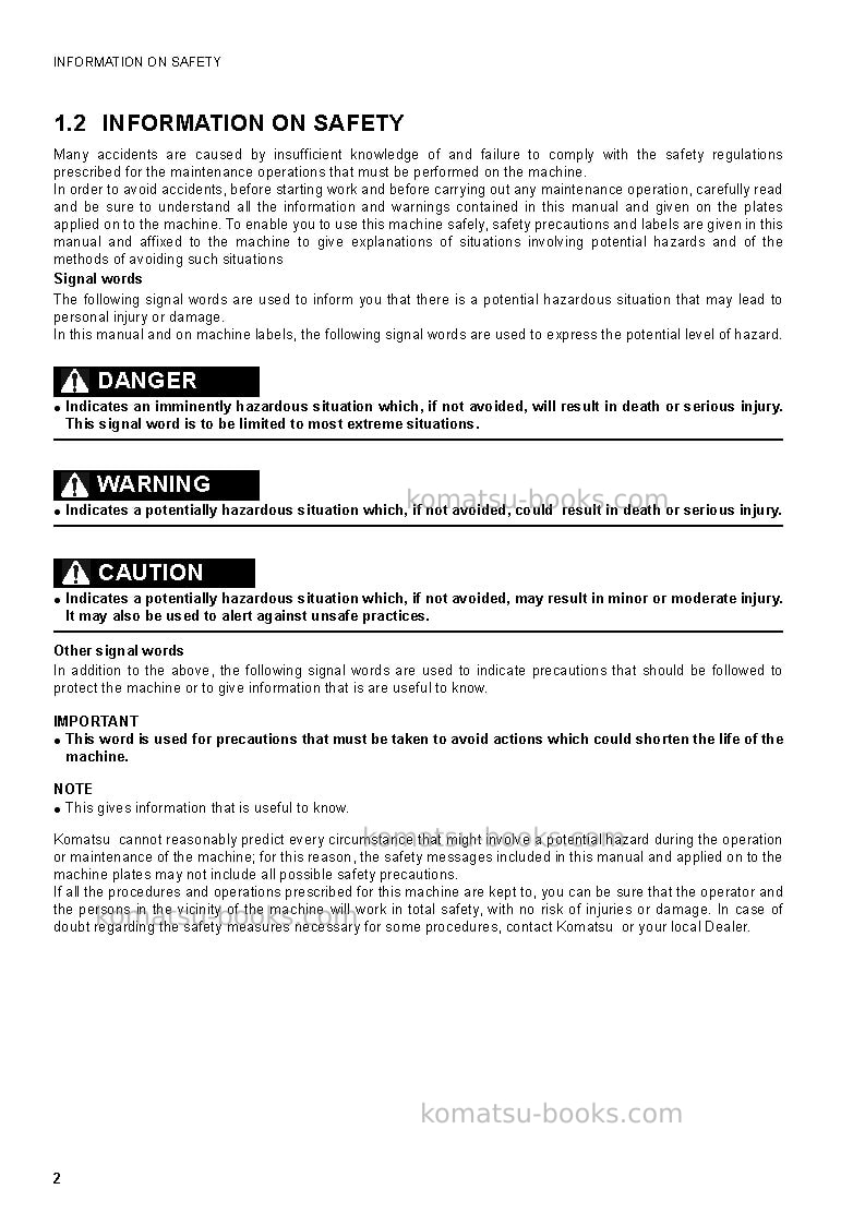 Komatsu ck25-1ita Operation manual cover Page 4