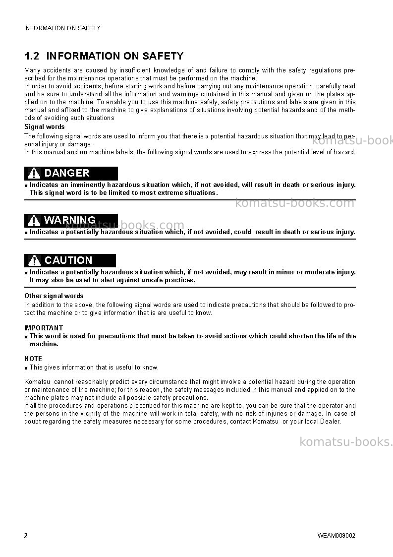Komatsu ck35-1ita Operation manual cover Page 4 Komatsu ck35-1ita Operation manual cover Page 4