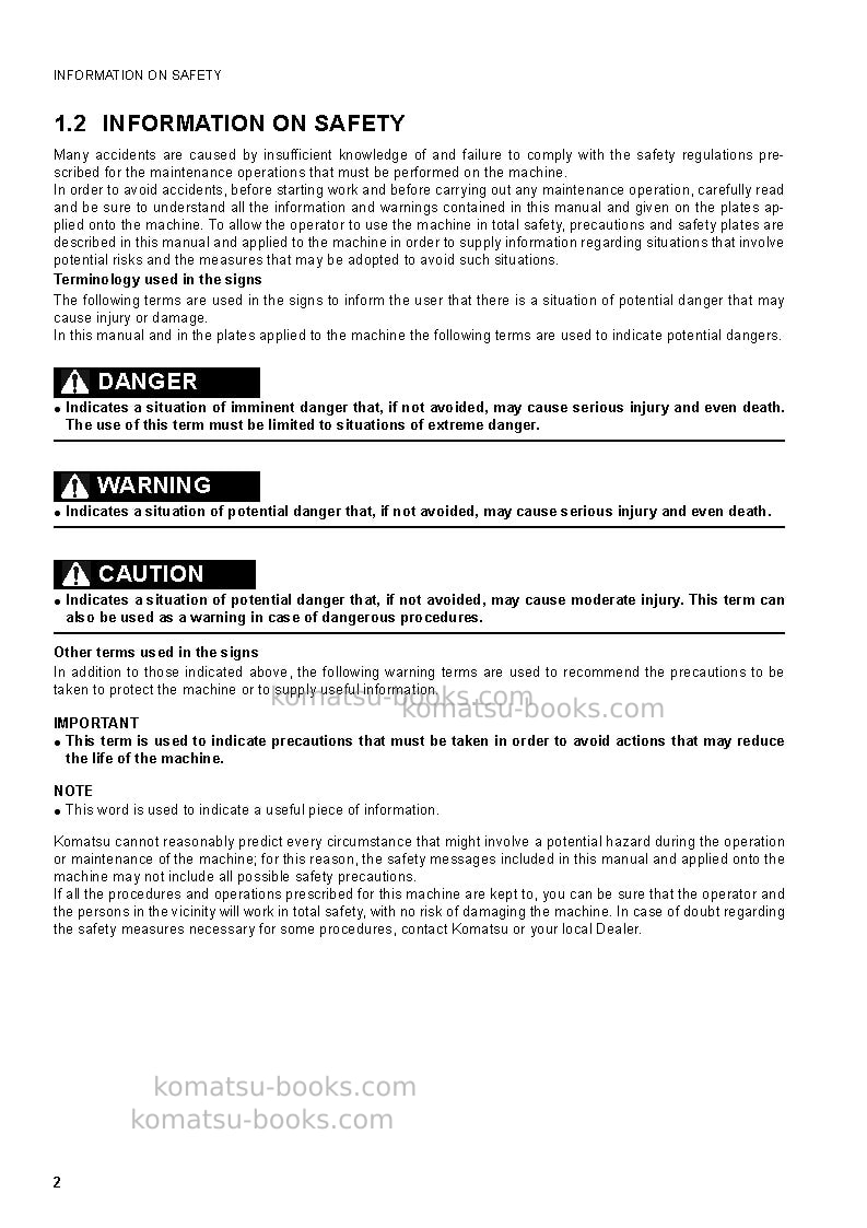 Komatsu wb91r-5ita Operation manual cover Page 4 Komatsu wb91r-5ita Operation manual cover Page 4