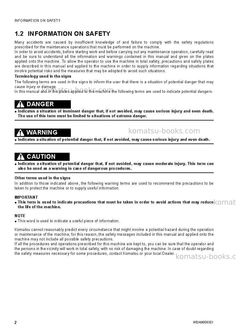 Komatsu wb91r-5ita Operation manual cover Page 4 Komatsu wb91r-5ita Operation manual cover Page 4