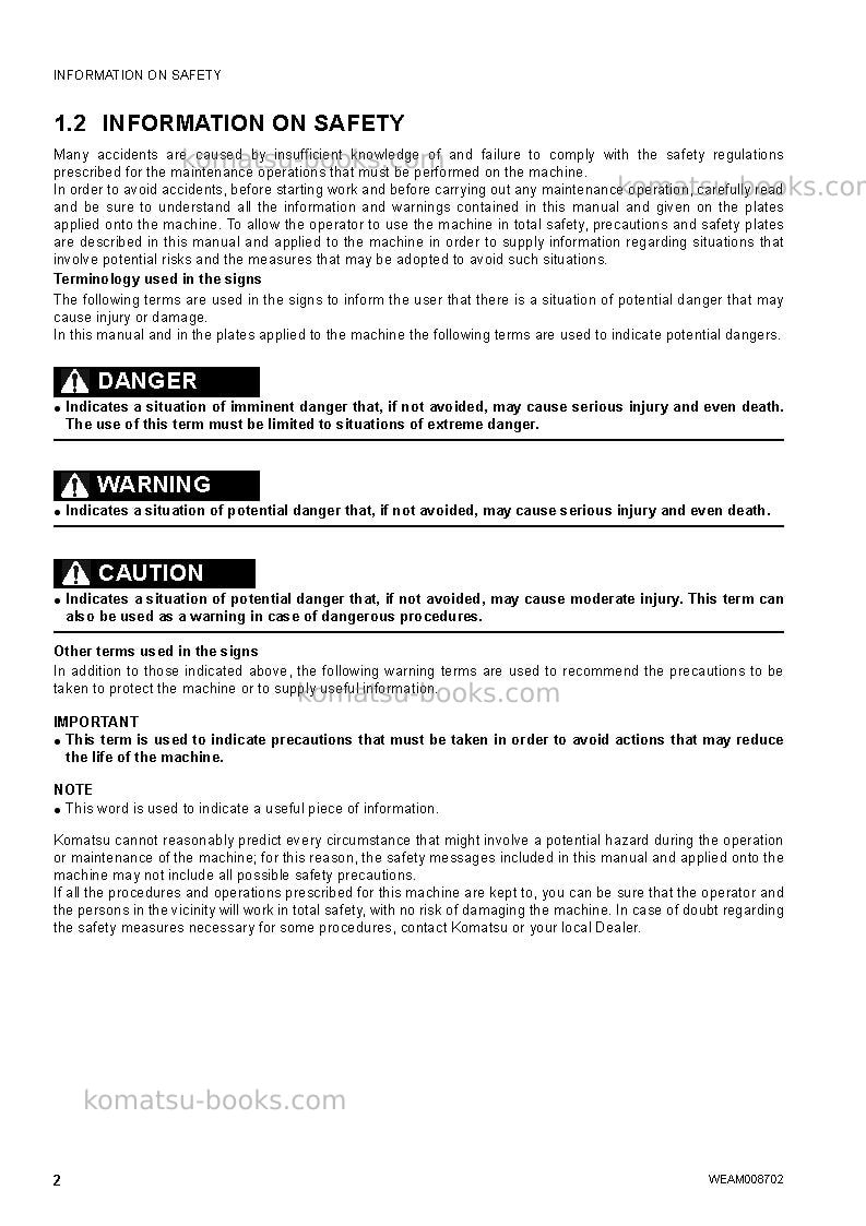 Komatsu wb93r-5ita-tier 3 Operation manual cover Page 4