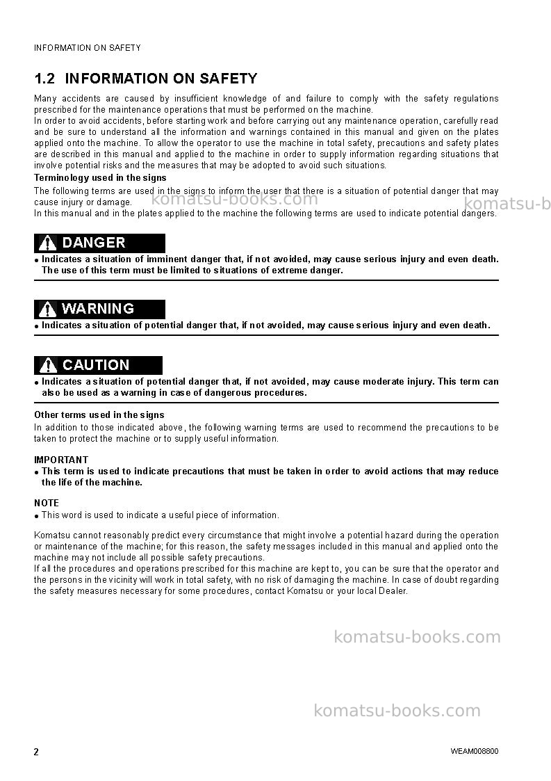 Komatsu wb97r-5ita-tier 3 Operation manual cover Page 4 Komatsu wb97r-5ita-tier 3 Operation manual cover Page 4