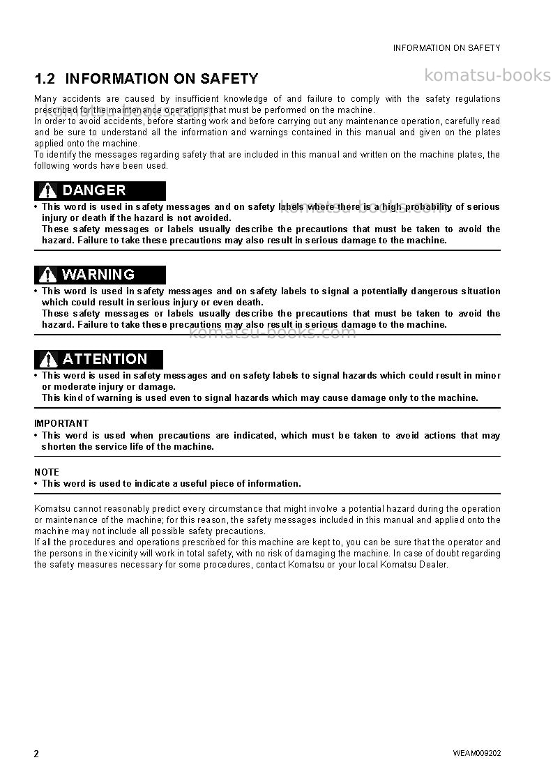 Komatsu wh714h-1ita-tier 3 Operation manual cover Page 4