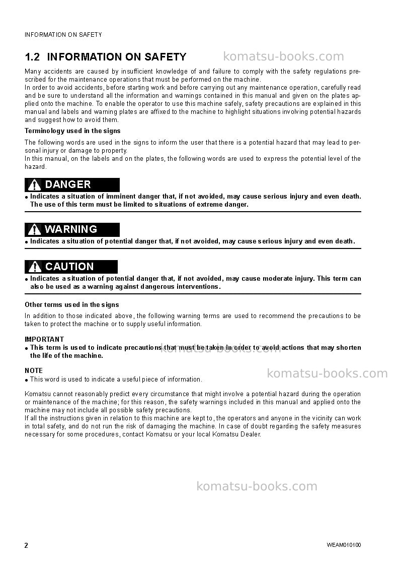 Komatsu pc78us-8jpn-for eu Operation manual cover Page 4 Komatsu pc78us-8jpn-for eu Operation manual cover Page 4