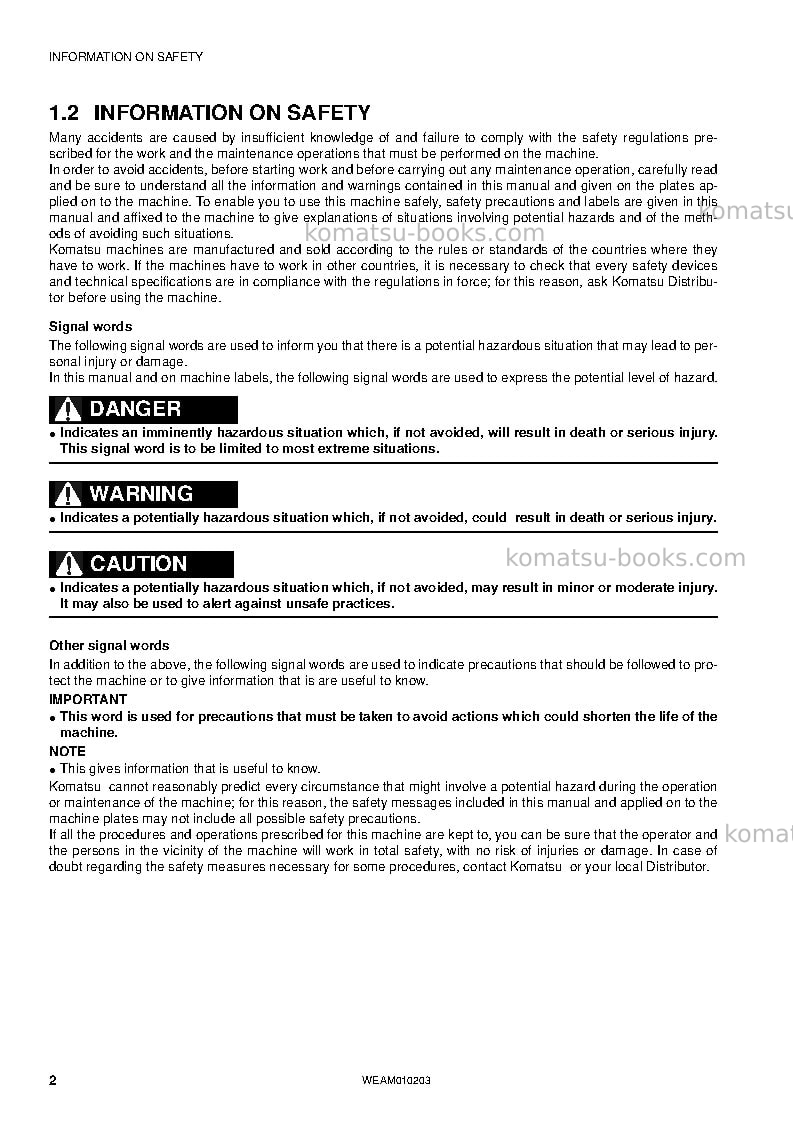 Komatsu sk510-5ita Operation manual cover Page 4