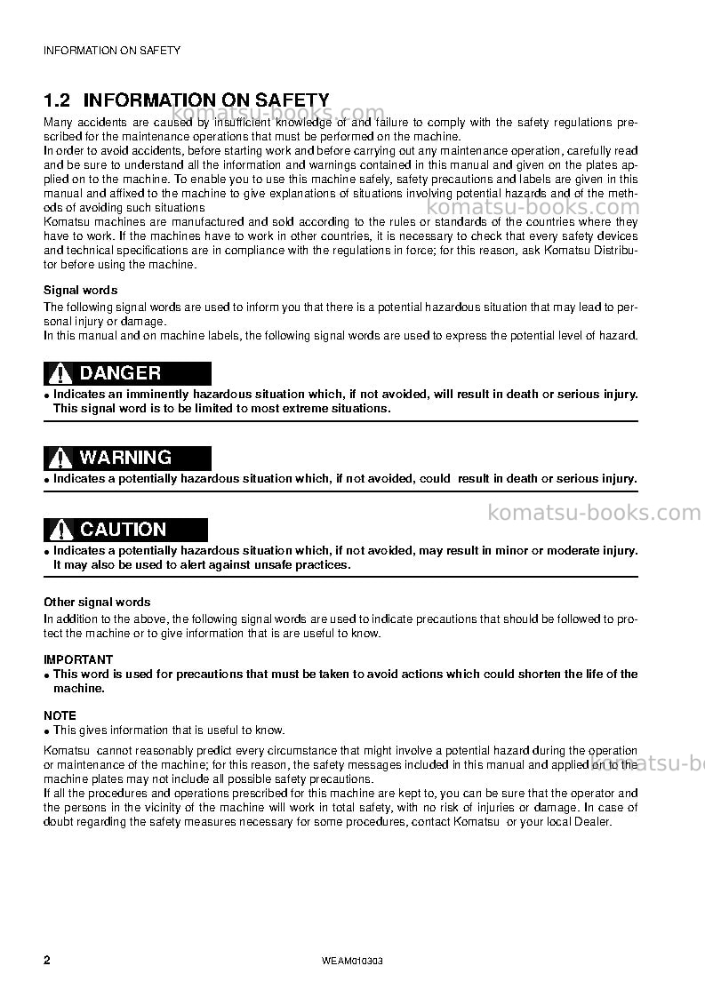 Komatsu sk714-5ita-/ Operation manual cover Page 4 Komatsu sk714-5ita-/ Operation manual cover Page 4
