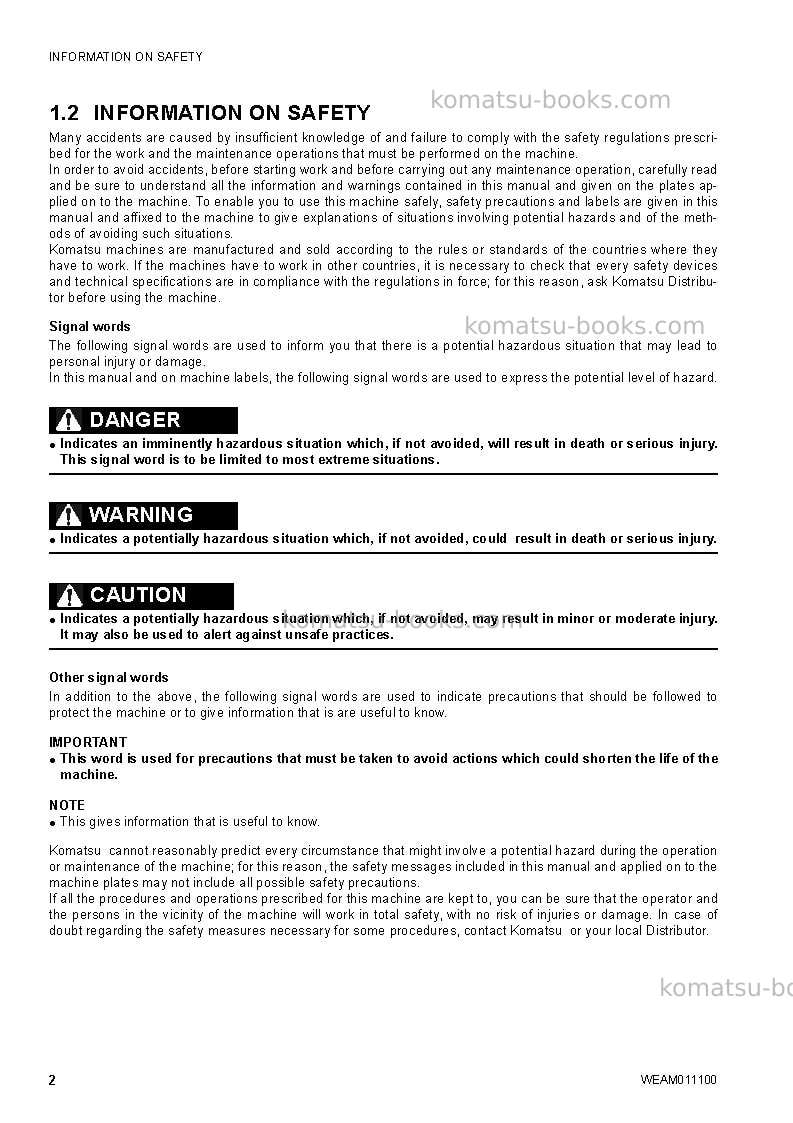 Komatsu ck25-1ita Operation manual cover Page 4 Komatsu ck25-1ita Operation manual cover Page 4