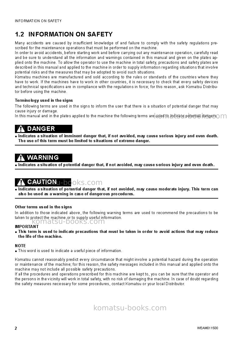 Komatsu wb97r-5ita-tier 3 Operation manual cover Page 4 Komatsu wb97r-5ita-tier 3 Operation manual cover Page 4