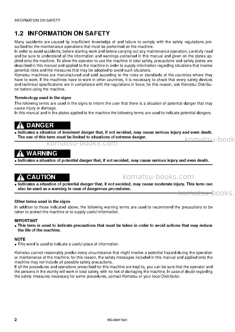 Komatsu wb93s-5ita-tier 3 Operation manual cover Page 4 Komatsu wb93s-5ita-tier 3 Operation manual cover Page 4