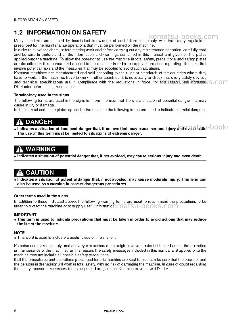 Komatsu wb93s-5ita-tier 3 Operation manual cover Page 4