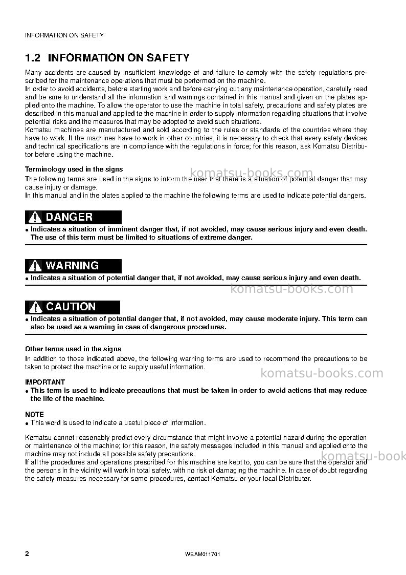 Komatsu wb97s-5ita-tier 3 Operation manual cover Page 4 Komatsu wb97s-5ita-tier 3 Operation manual cover Page 4