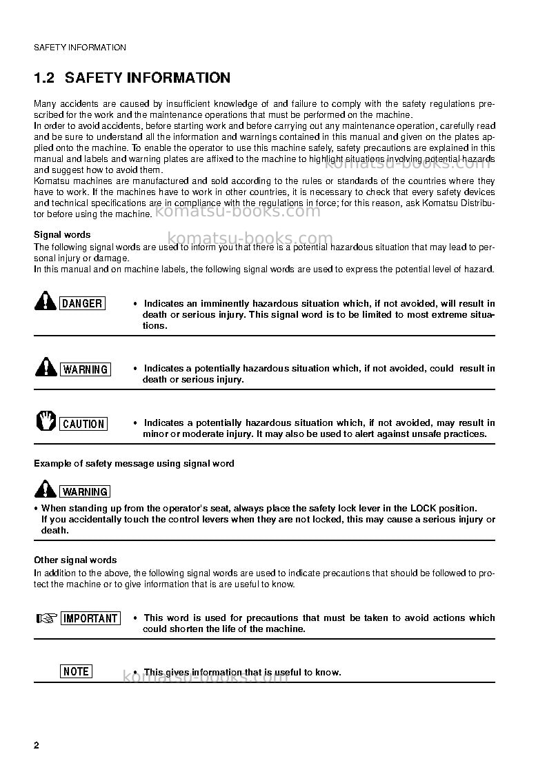 Komatsu pc09-1ita Operation manual cover Page 4 Komatsu pc09-1ita Operation manual cover Page 4