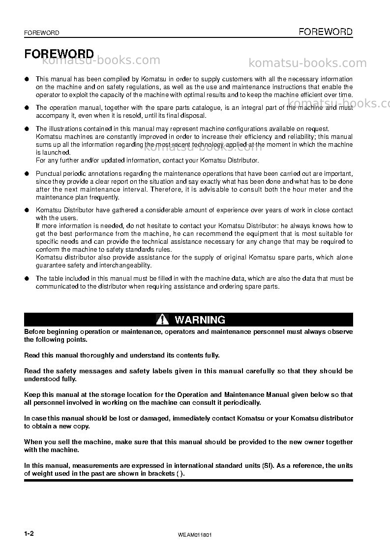 Komatsu pc09-1ita Operation manual cover Page 4 Komatsu pc09-1ita Operation manual cover Page 4