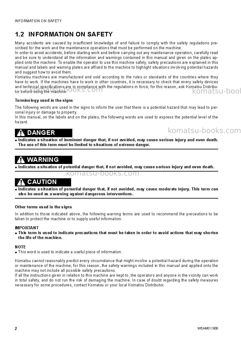 Komatsu pc30mr-3jpn-for cab Operation manual cover Page 4 Komatsu pc30mr-3jpn-for cab Operation manual cover Page 4
