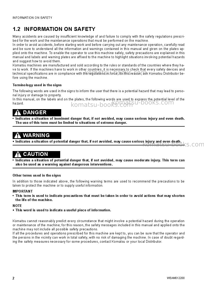 Komatsu pc50mr-2ita Operation manual cover Page 4 Komatsu pc50mr-2ita Operation manual cover Page 4