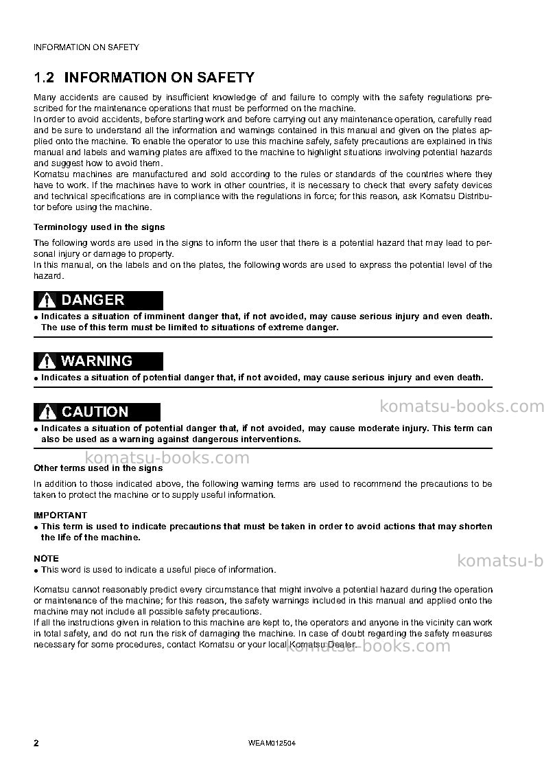 Komatsu pc26mr-3ita Operation manual cover Page 4 Komatsu pc26mr-3ita Operation manual cover Page 4