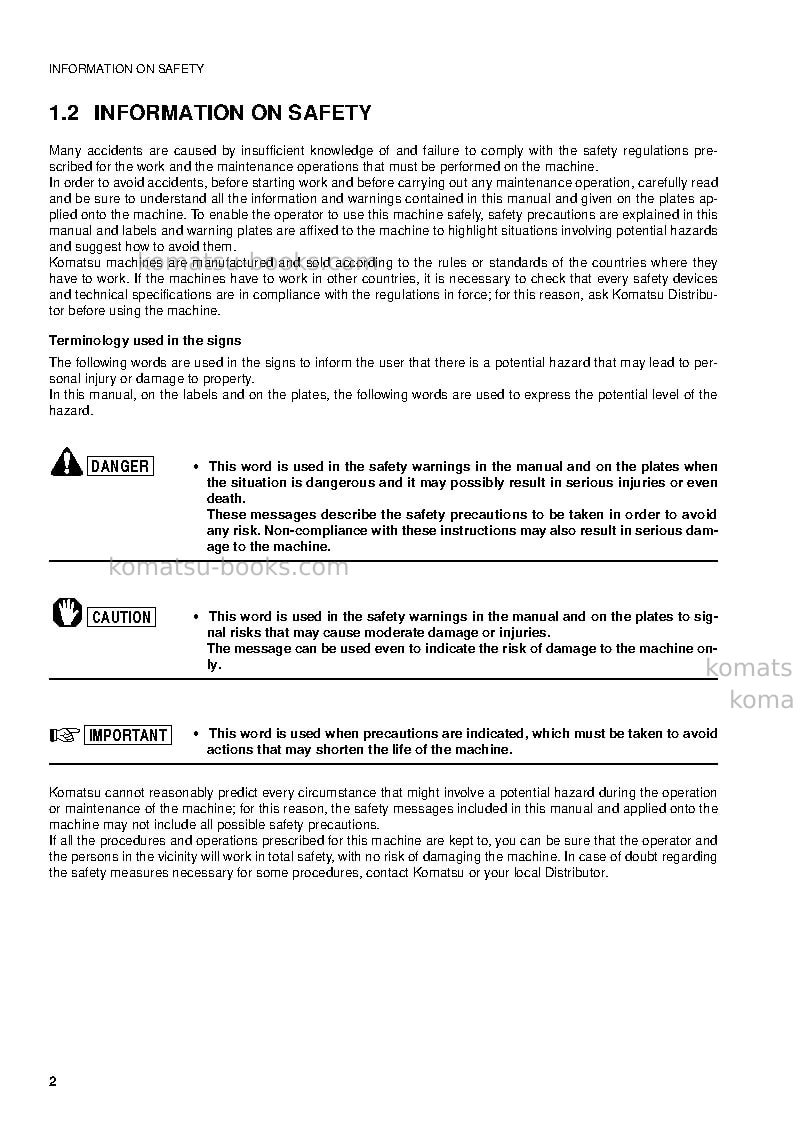 Komatsu pw110r-1ita Operation manual cover Page 4