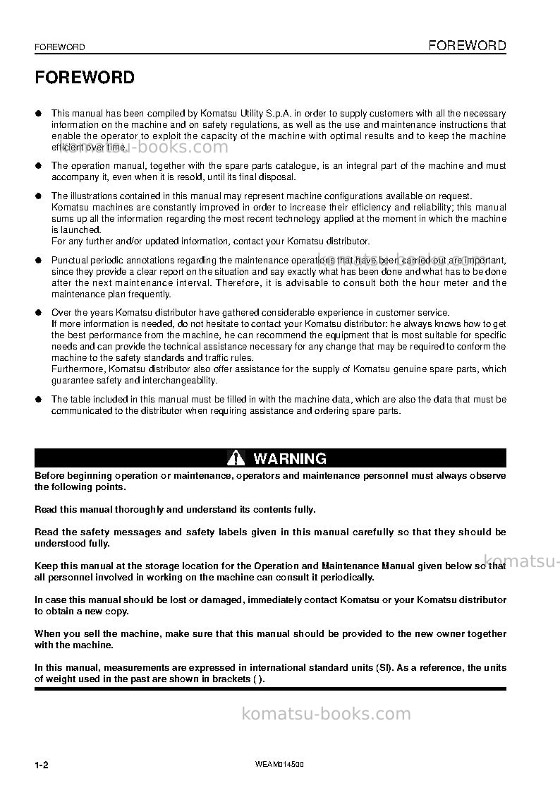 Komatsu pc22mr-3ita Operation manual cover Page 4