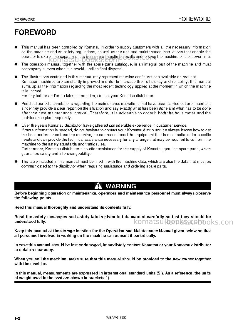 Komatsu pc22mr-3ita Operation manual cover Page 4