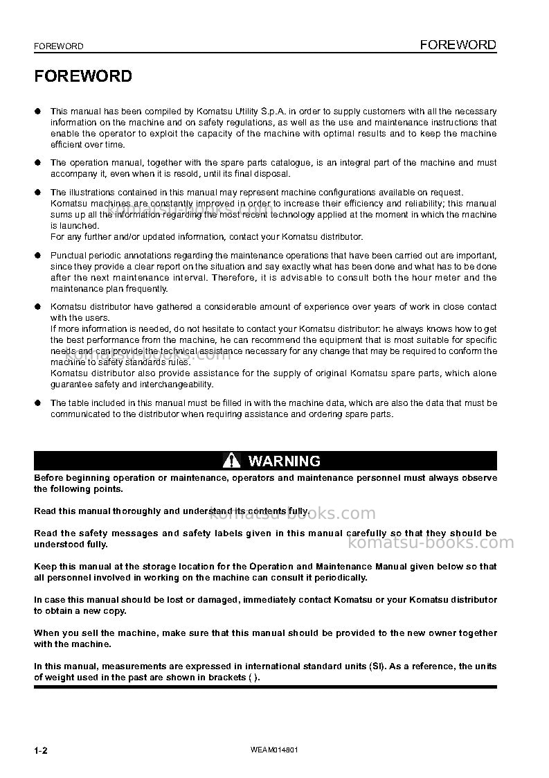 Komatsu pc118mr-8ita Operation manual cover Page 4