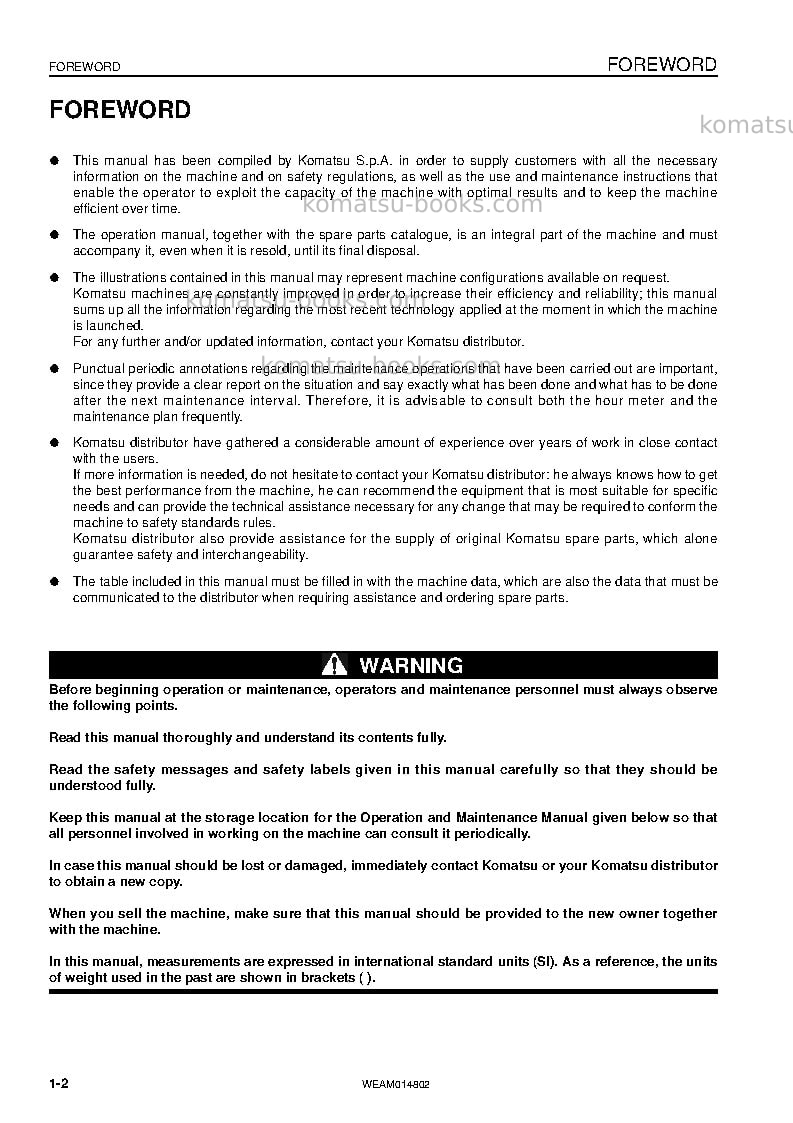 Komatsu pc118mr-8ita Operation manual cover Page 4 Komatsu pc118mr-8ita Operation manual cover Page 4
