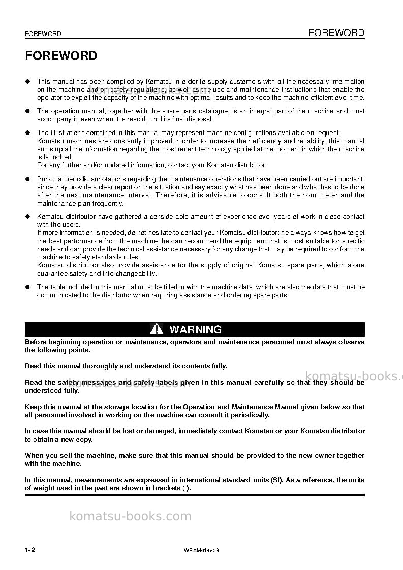 Komatsu pw118mr-8ita Operation manual cover Page 4