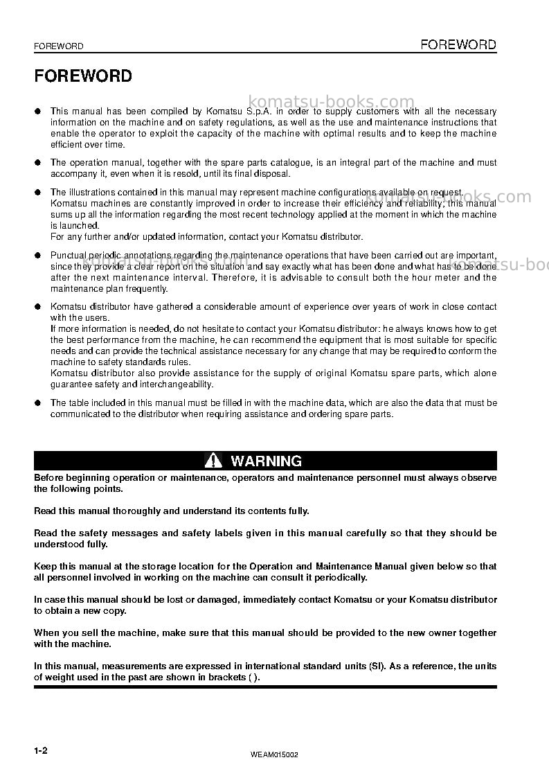 Komatsu pw98mr-8ita Operation manual cover Page 4