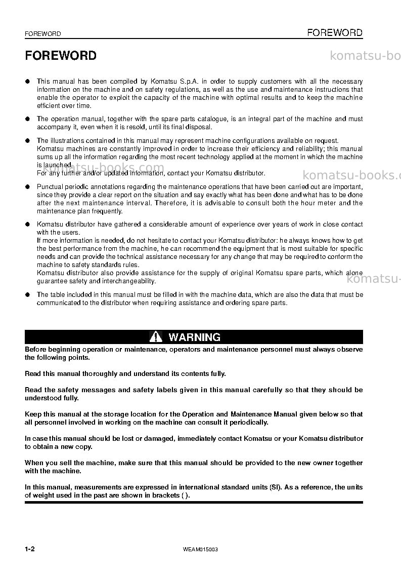 Komatsu pw98mr-8ita Operation manual cover Page 4