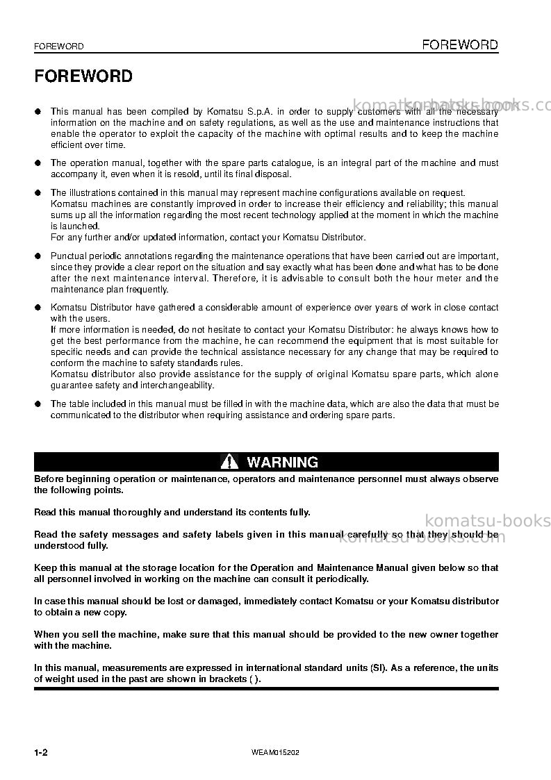 Komatsu pc30mr-3ita Operation manual cover Page 4 Komatsu pc30mr-3ita Operation manual cover Page 4