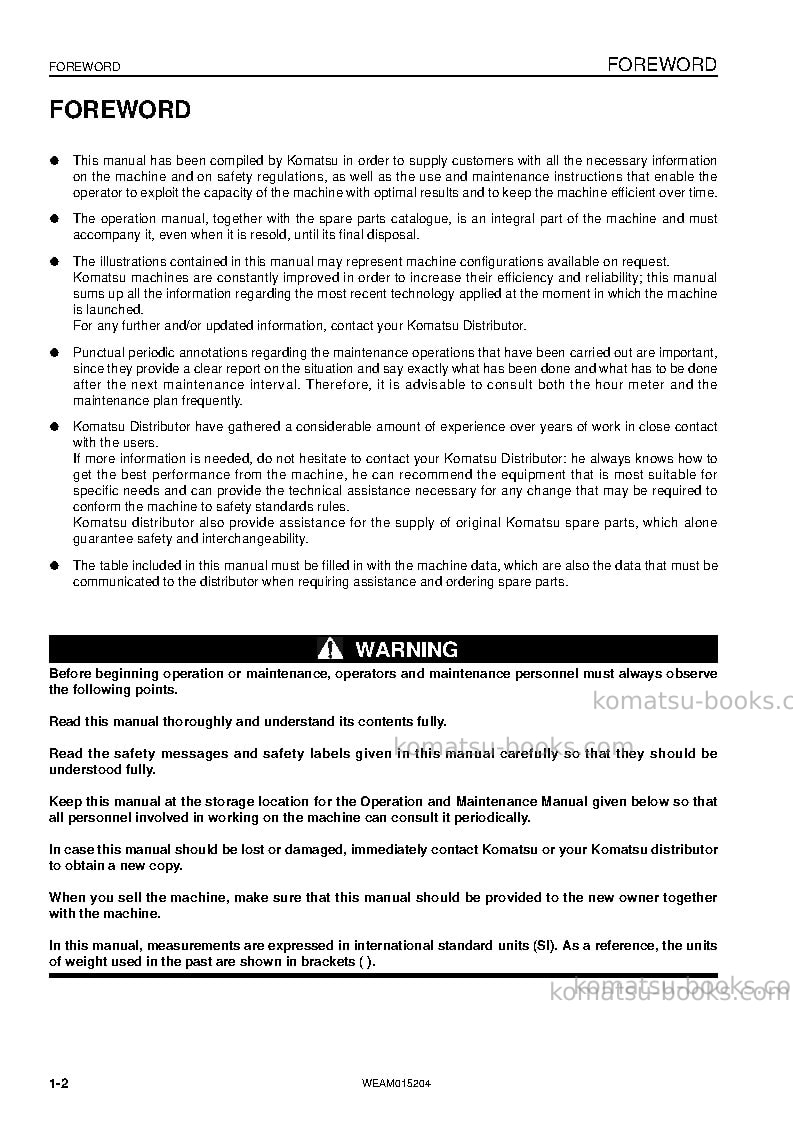 Komatsu pc35mr-3ita Operation manual cover Page 4 Komatsu pc35mr-3ita Operation manual cover Page 4