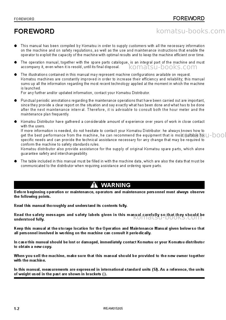 Komatsu pc35mr-3ita Operation manual cover Page 4