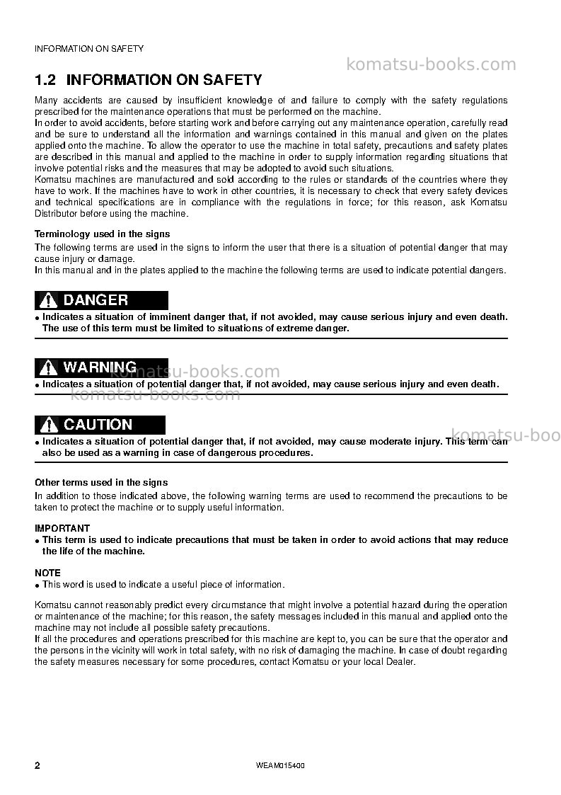 Komatsu wb97r-5ita-tier 3 Operation manual cover Page 4