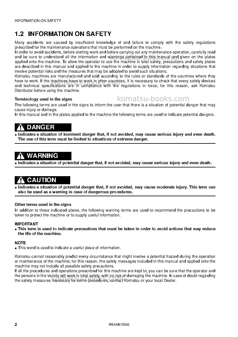 Komatsu wb97s-5ita-tier 3 Operation manual cover Page 4 Komatsu wb97s-5ita-tier 3 Operation manual cover Page 4