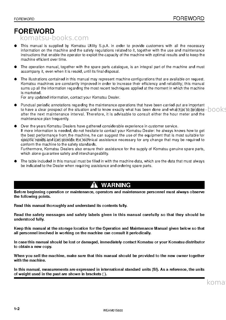 Komatsu sk820-5ita Operation manual cover Page 4 Komatsu sk820-5ita Operation manual cover Page 4