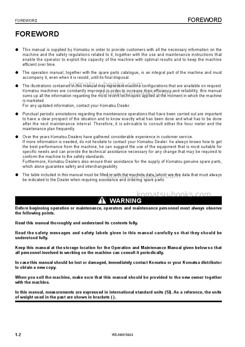 Komatsu sk820-5ita-e0 Operation manual cover Page 4 Komatsu sk820-5ita-e0 Operation manual cover Page 4