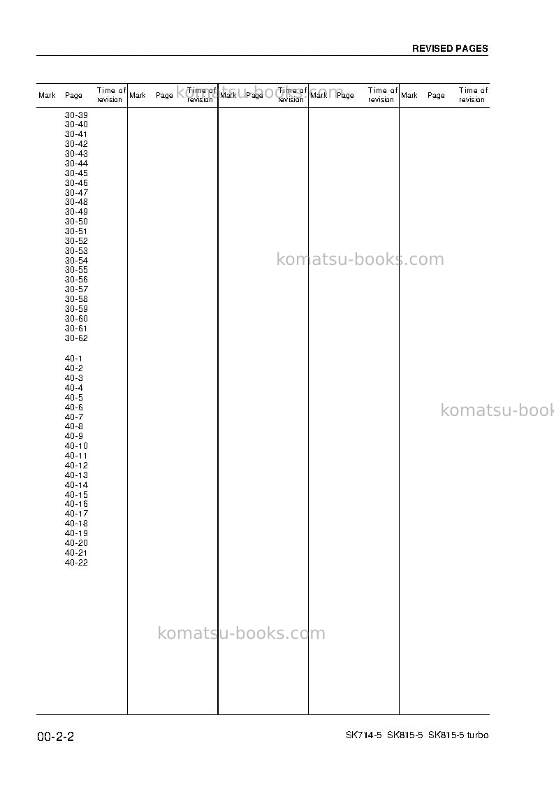 Komatsu sk714-5ita-/ Repair & maintenance cover Page 4 Komatsu sk714-5ita-/ Repair & maintenance cover Page 4