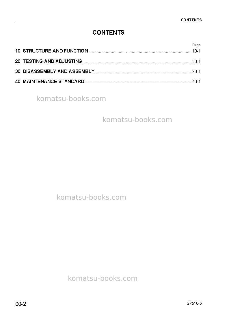 Komatsu sk510-5ita Repair & maintenance cover Page 4