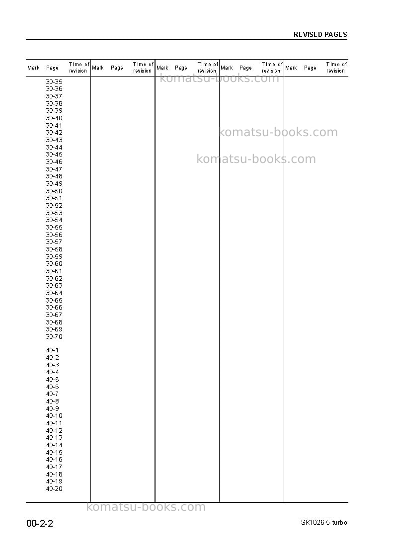 Komatsu sk1026-5ita Repair & maintenance cover Page 4