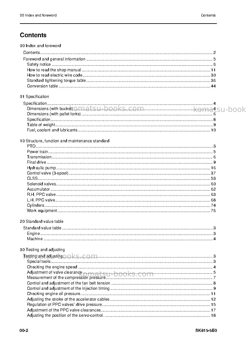 Komatsu sk815-5ita Repair & maintenance cover Page 4