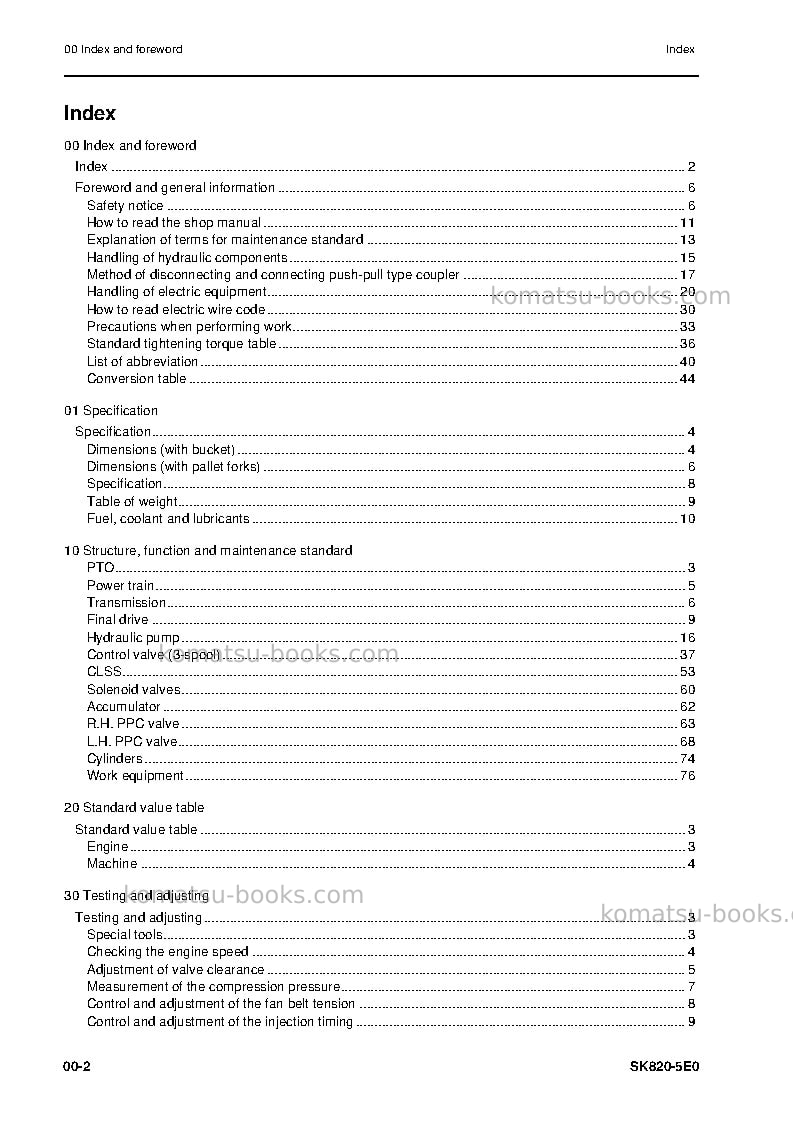 Komatsu sk820-5ita Repair & maintenance cover Page 4