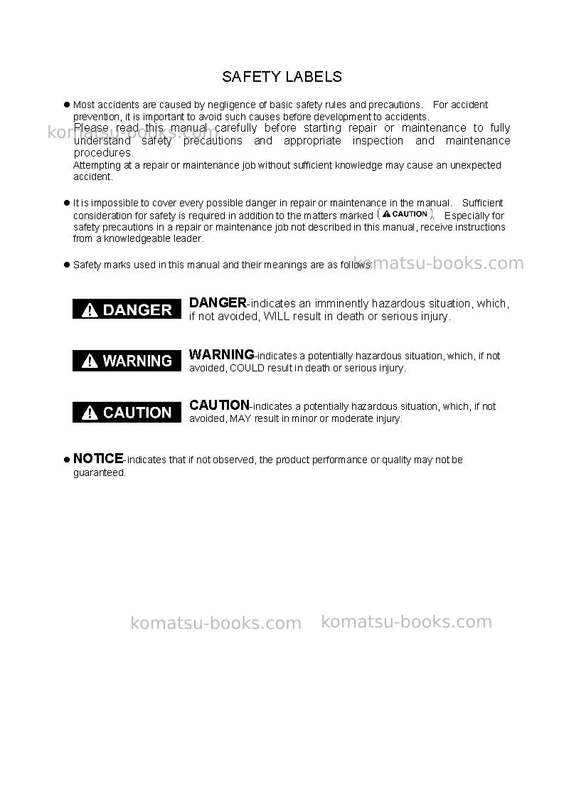 Komatsu 3d84eita Repair & maintenance cover Page 4